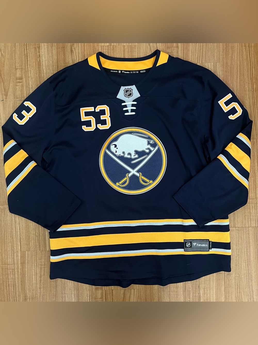 Fanatics Navy Blue and Gold Buffalo Sabres Hockey Jersey #53